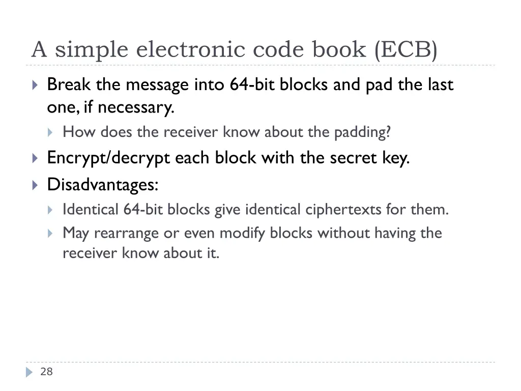 a simple electronic code book ecb