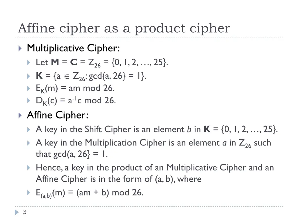 affine cipher as a product cipher