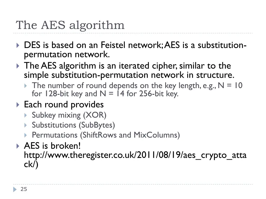 the aes algorithm
