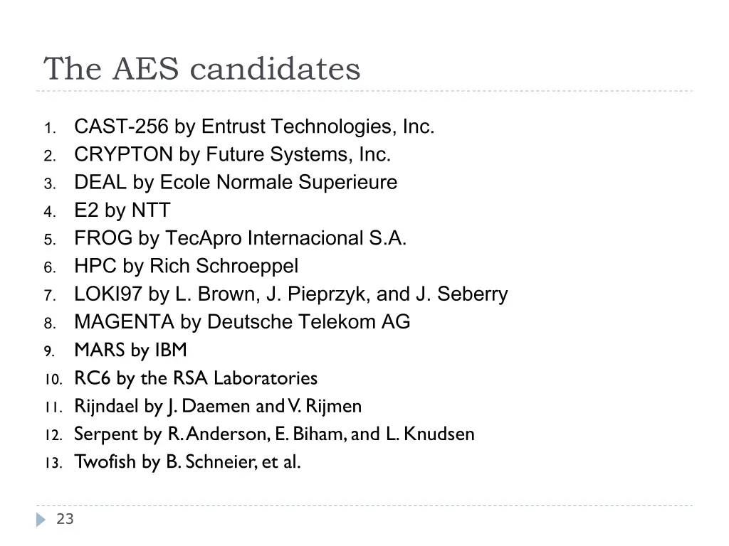 the aes candidates