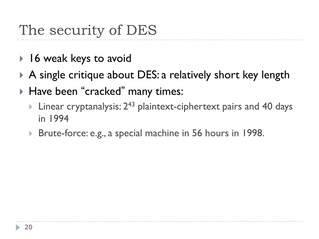 the security of des