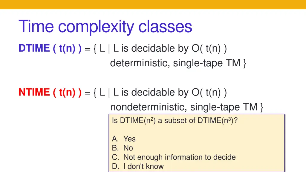 time complexity classes 2