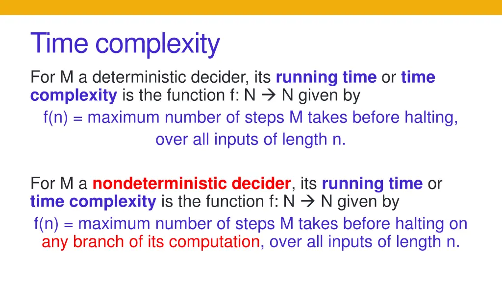 time complexity for m a deterministic decider 1