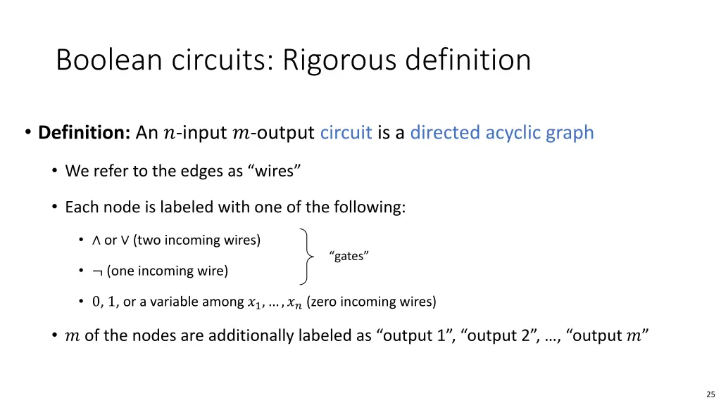 boolean circuits rigorous definition