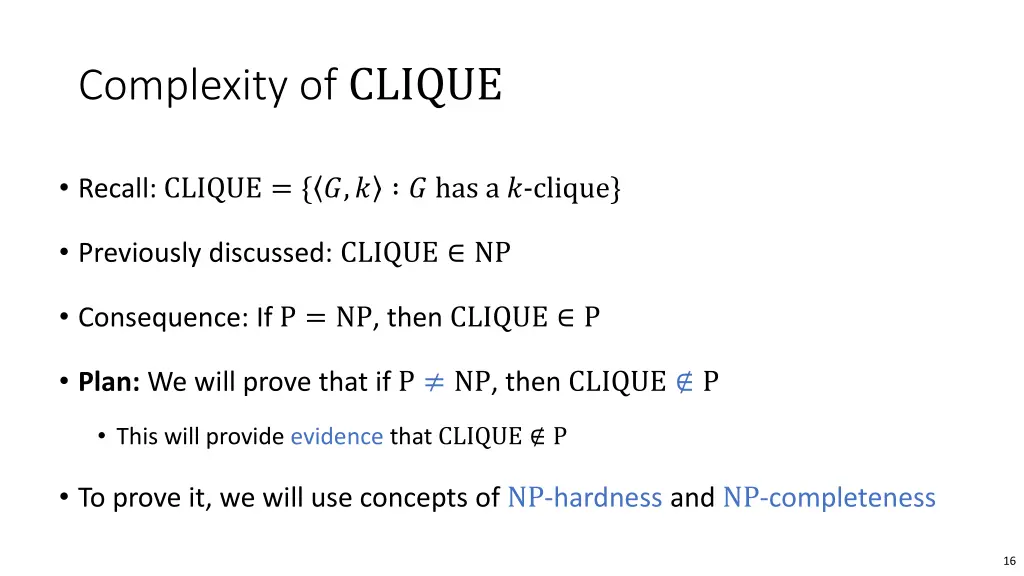 complexity of clique