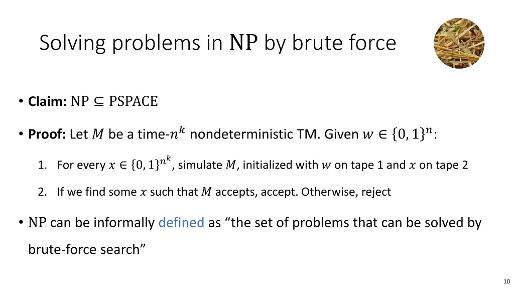 solving problems in np by brute force