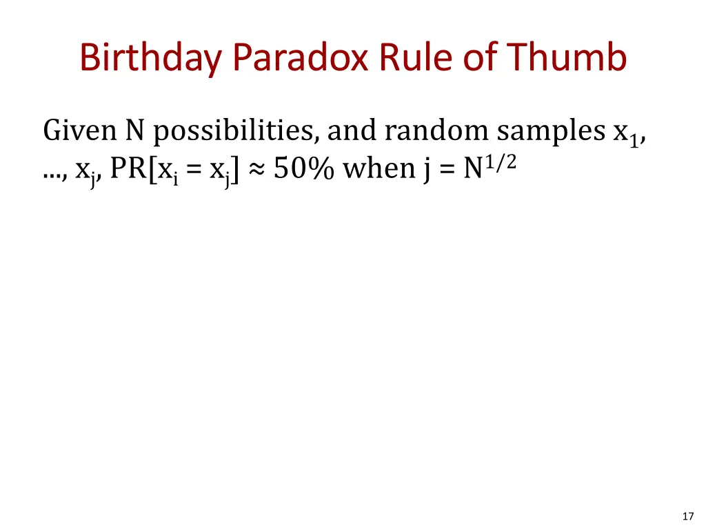 birthday paradox rule of thumb