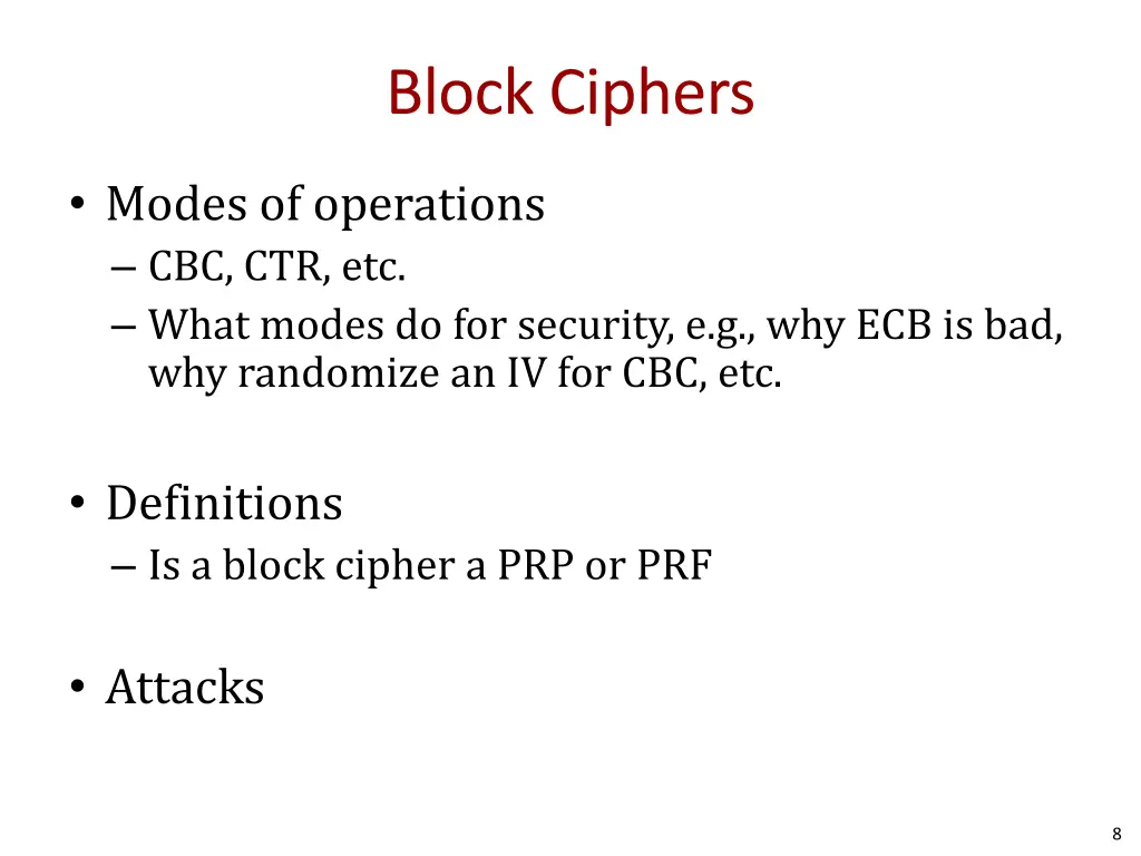 block ciphers