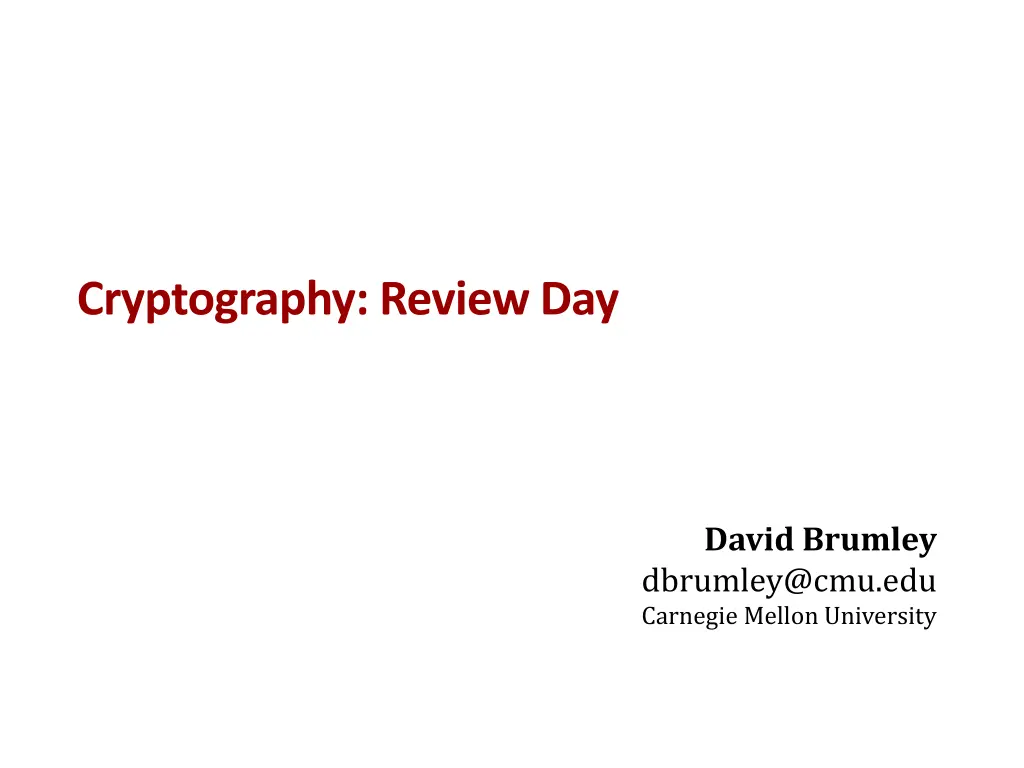 cryptography review day