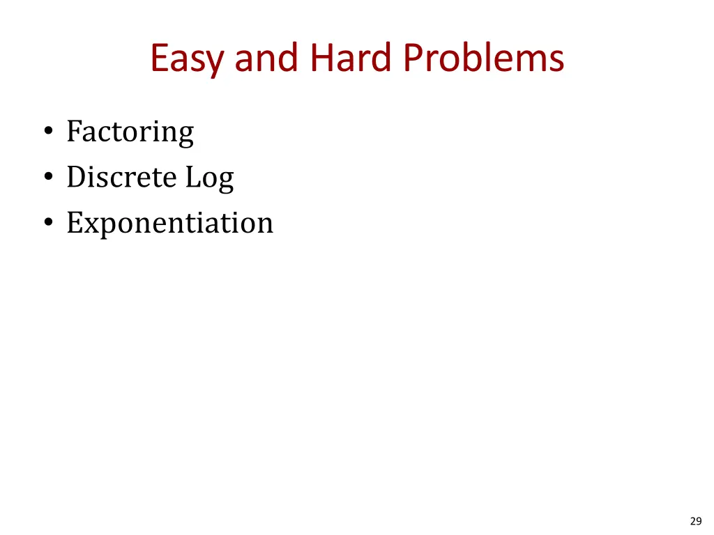 easy and hard problems