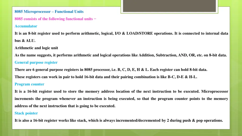 8085 microprocessor functional units
