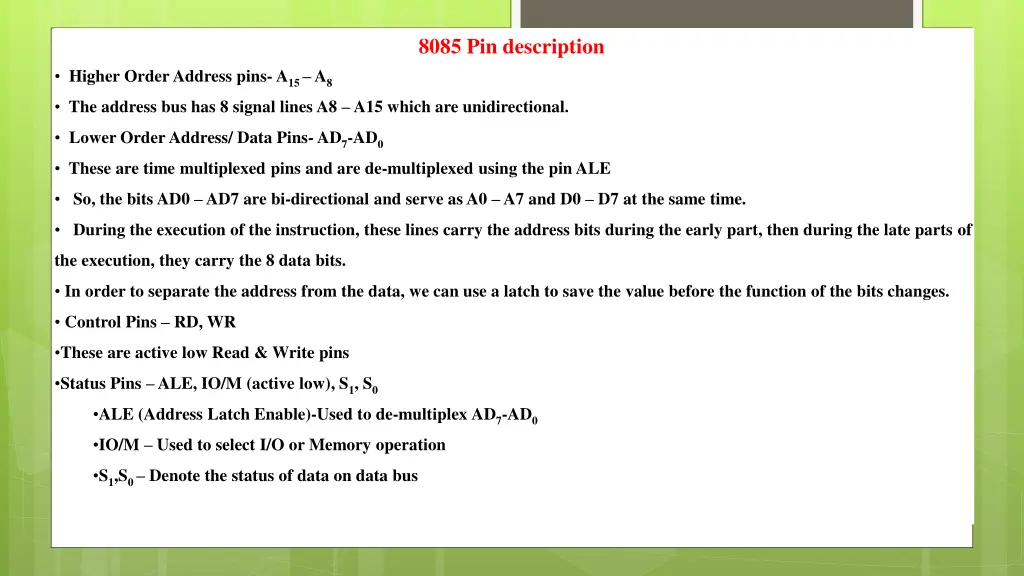 8085 pin description