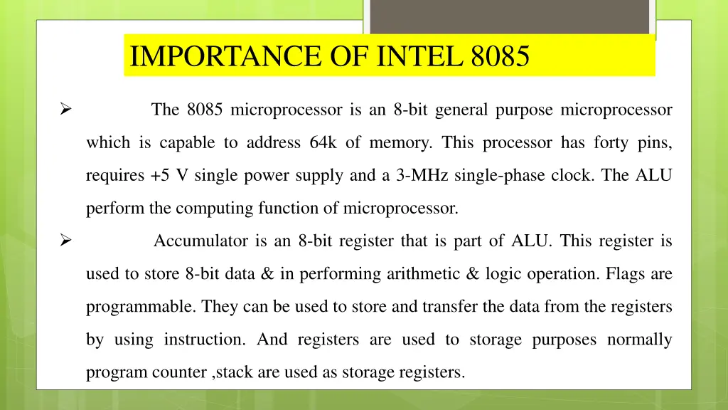 importance of intel 8085