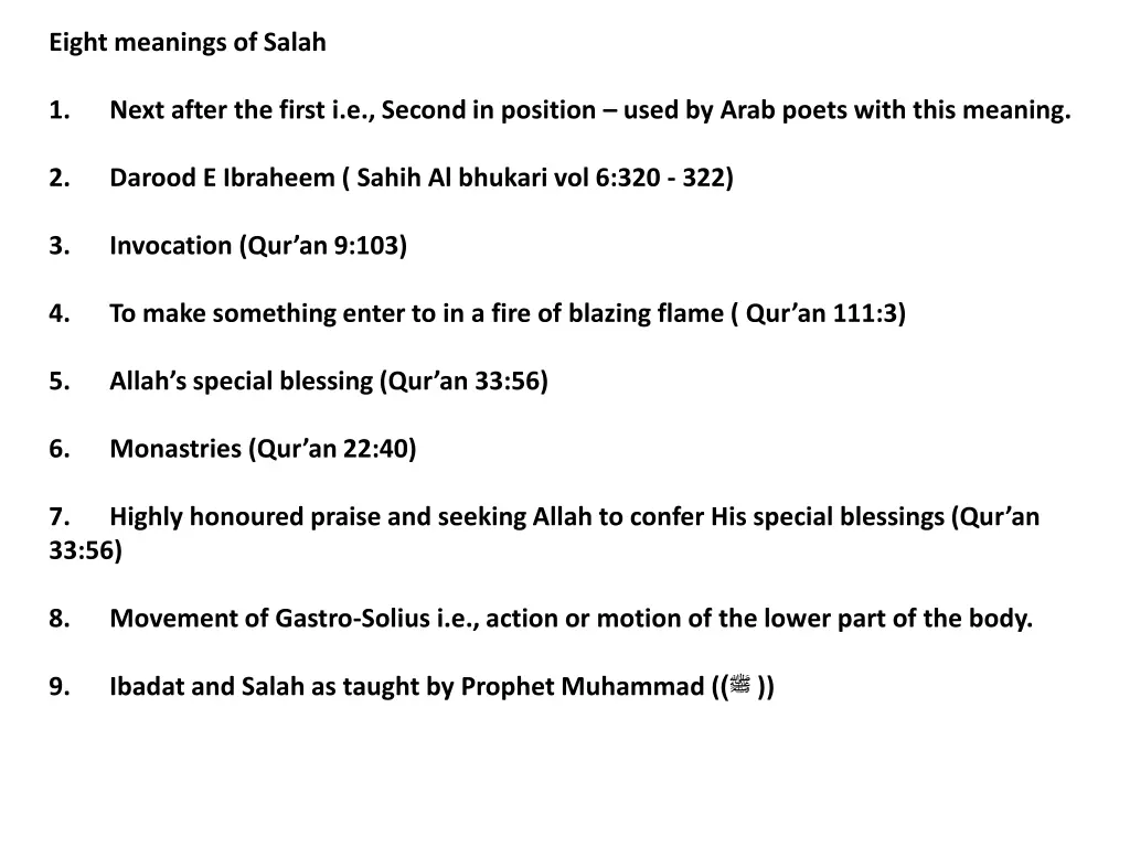 eight meanings of salah