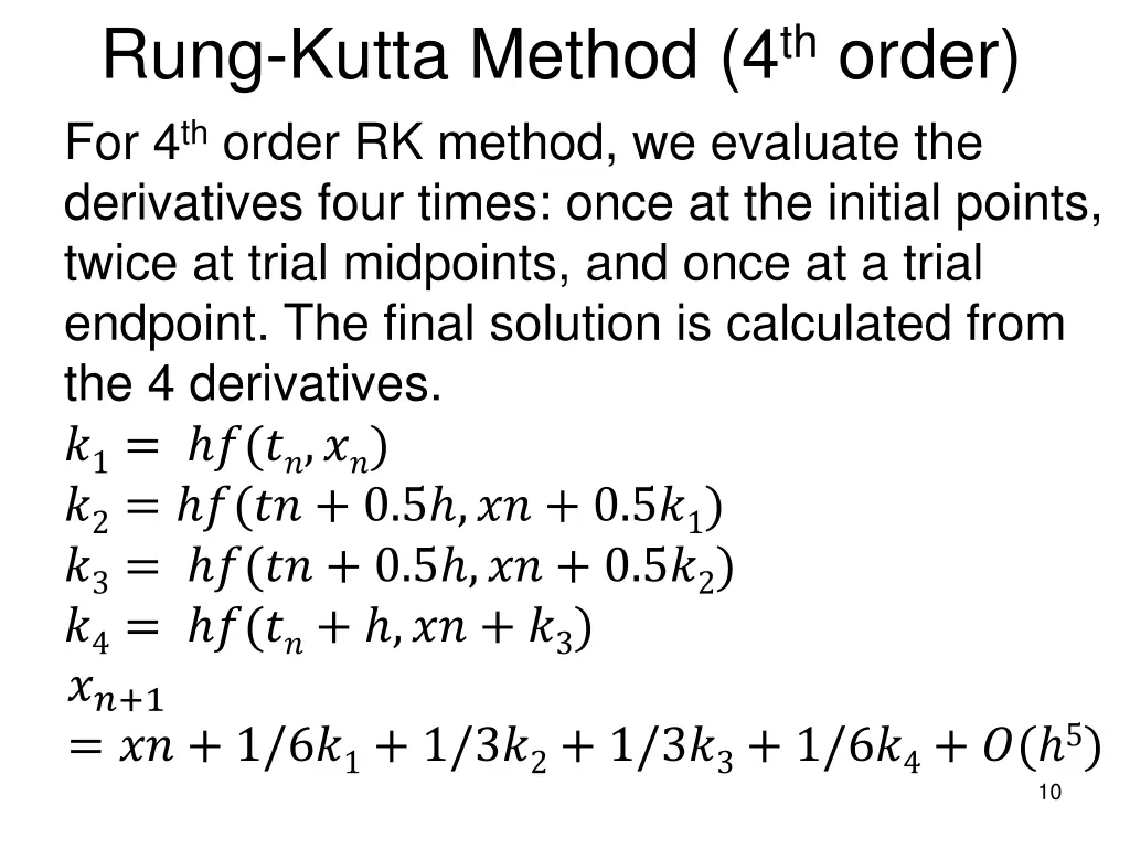 rung kutta method 4 th order