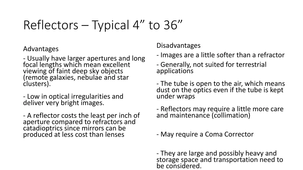 reflectors typical 4 to 36