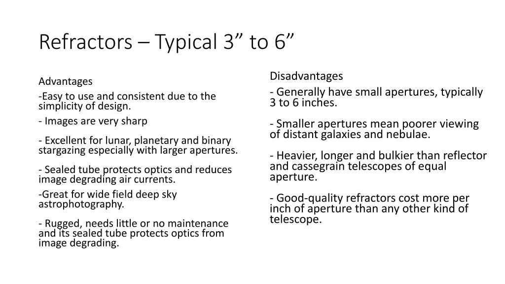 refractors typical 3 to 6