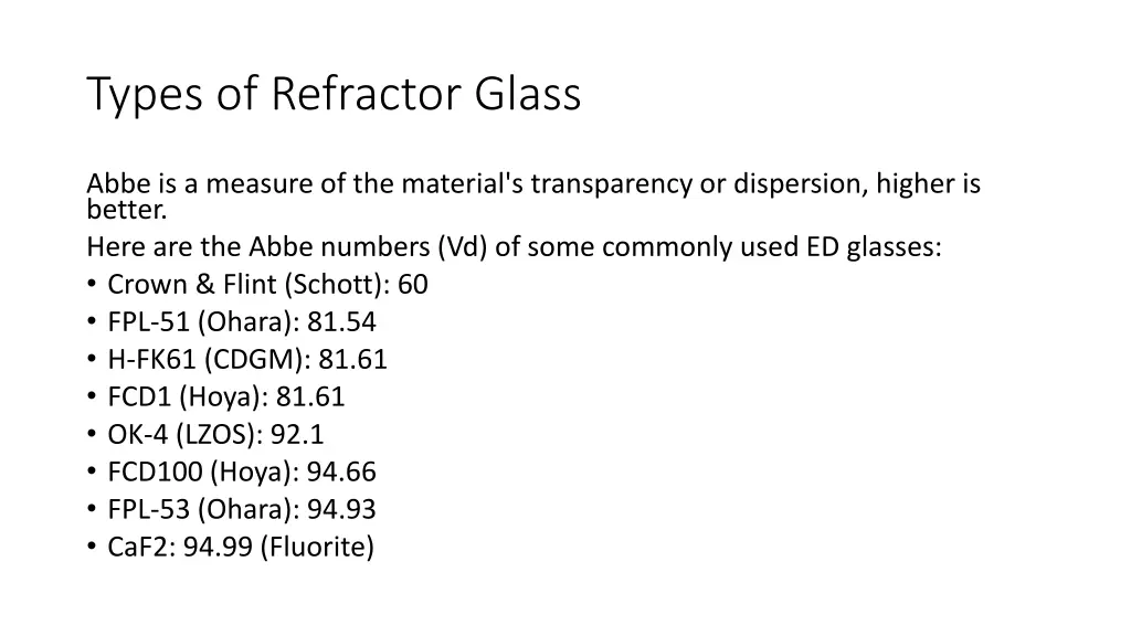 types of refractor glass