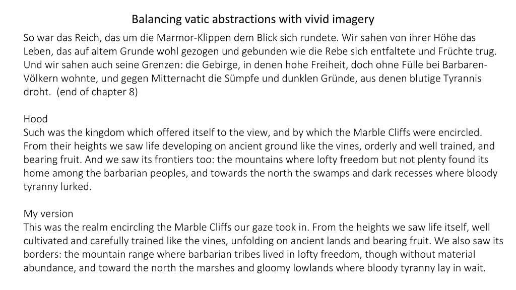 balancing vatic abstractions with vivid imagery