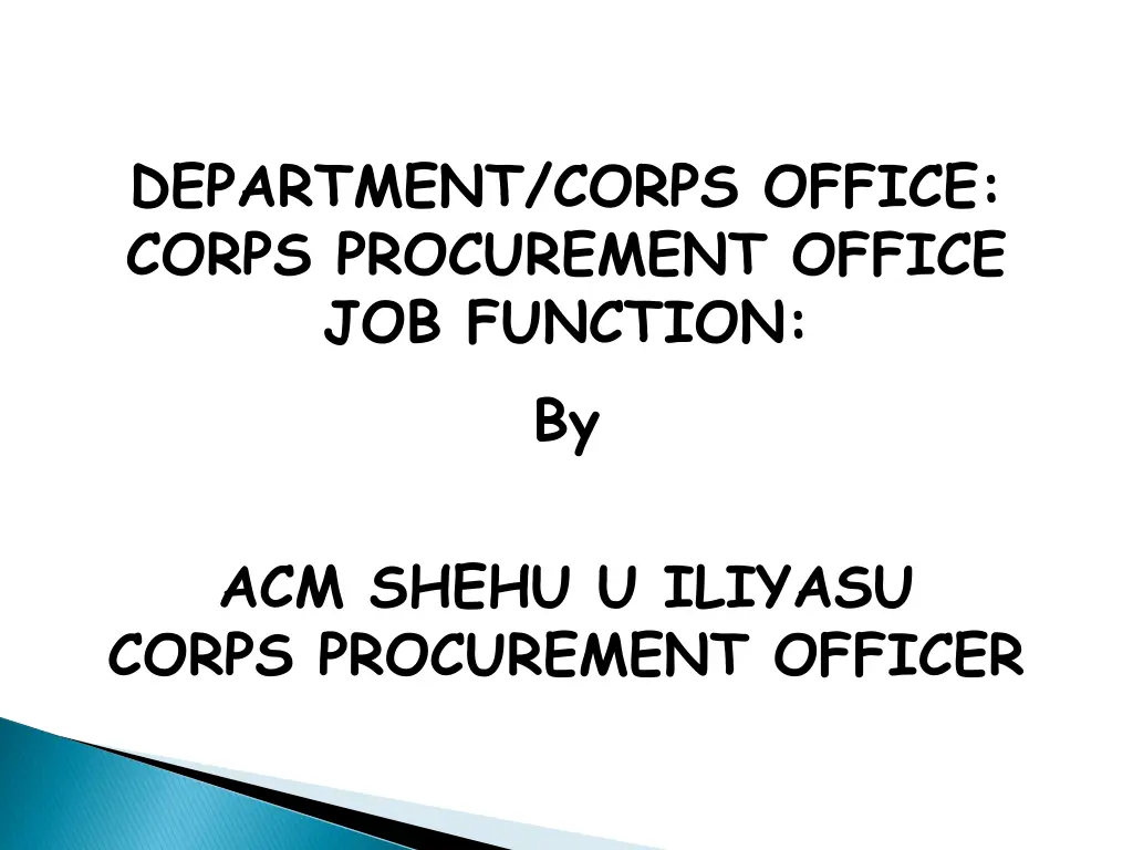 department corps office corps procurement office