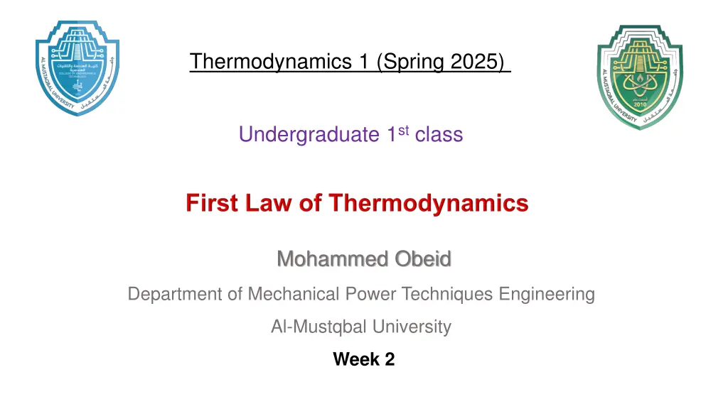 thermodynamics 1 spring 2025
