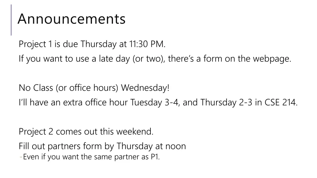 announcements