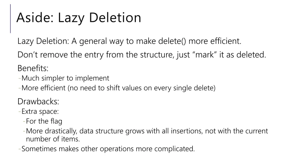 aside lazy deletion