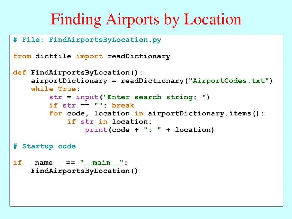 finding airports by location