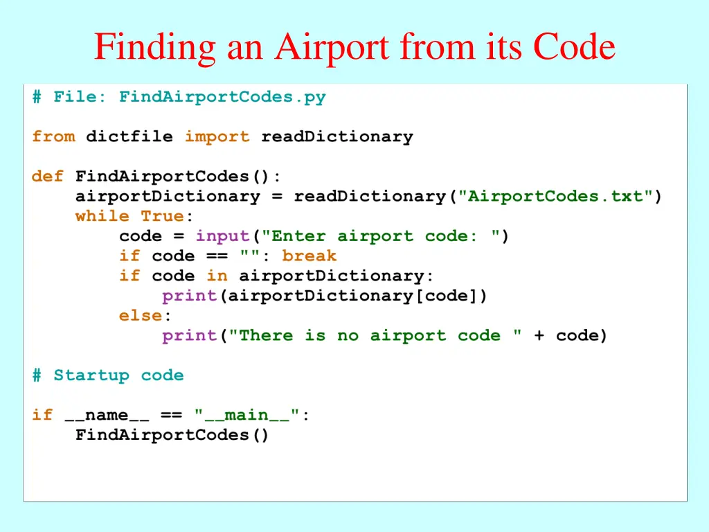 finding an airport from its code