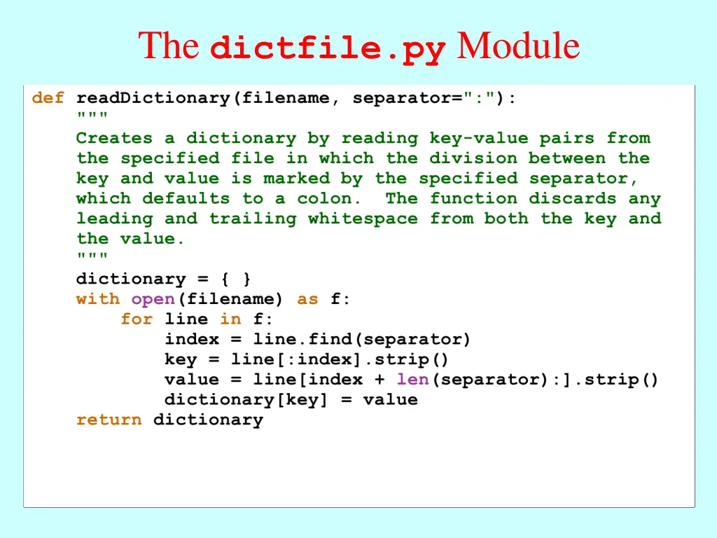 the dictfile py module