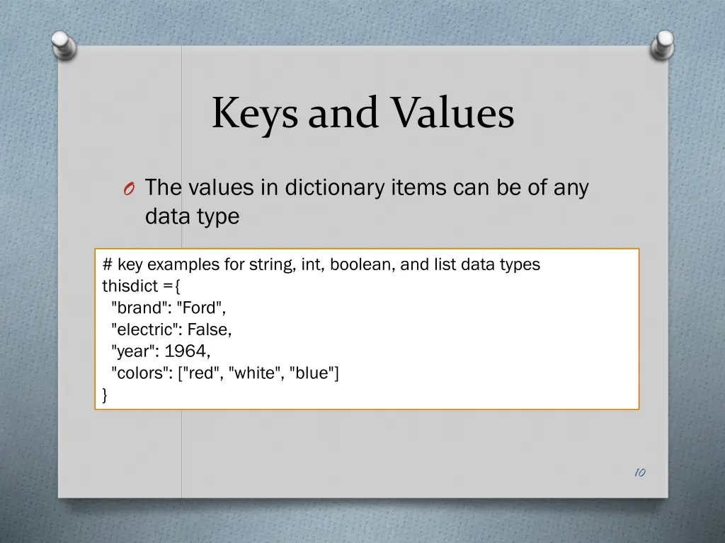 keys and values 1