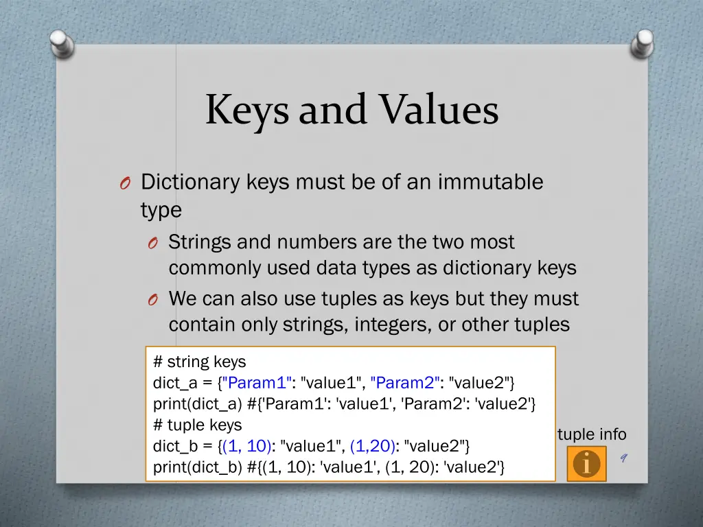 keys and values