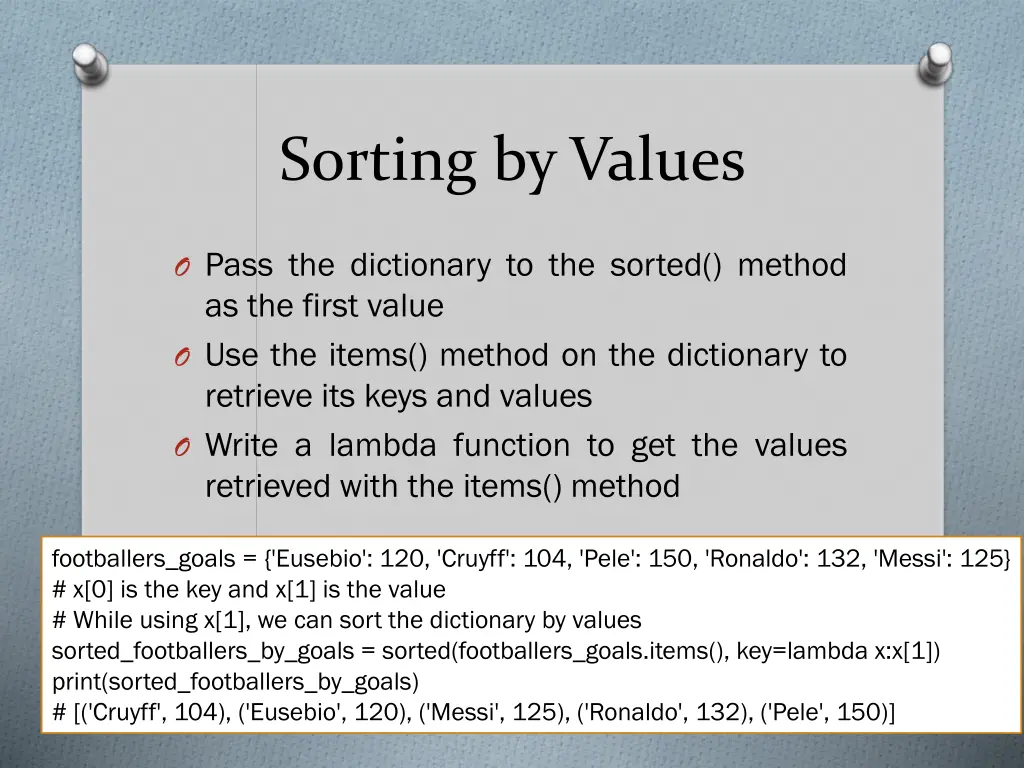 sorting by values