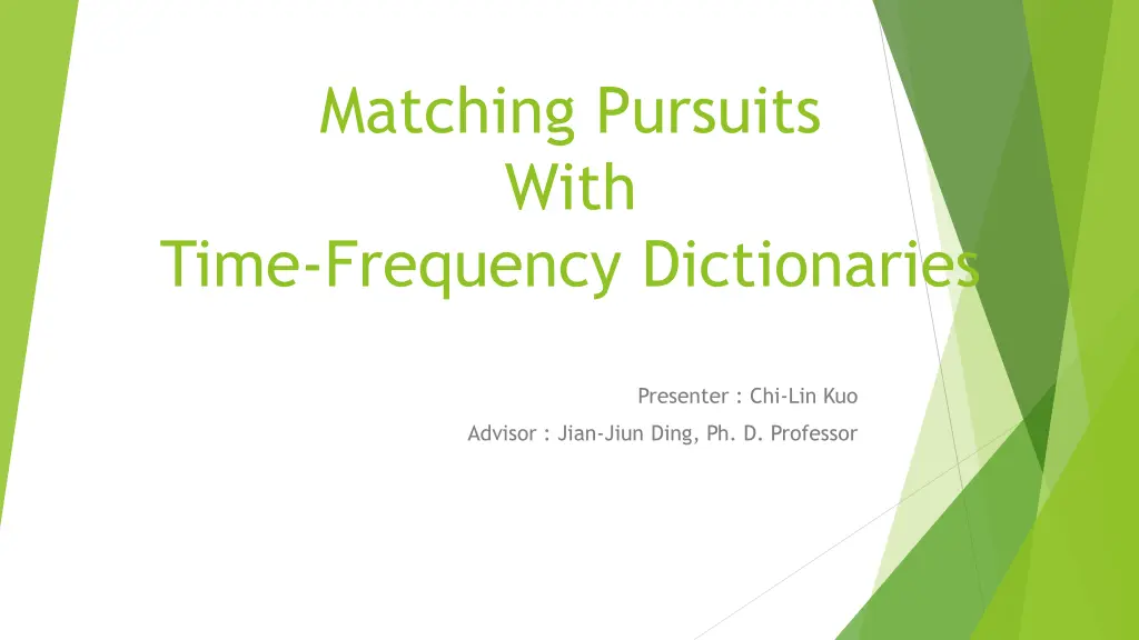 matching pursuits with time frequency dictionaries