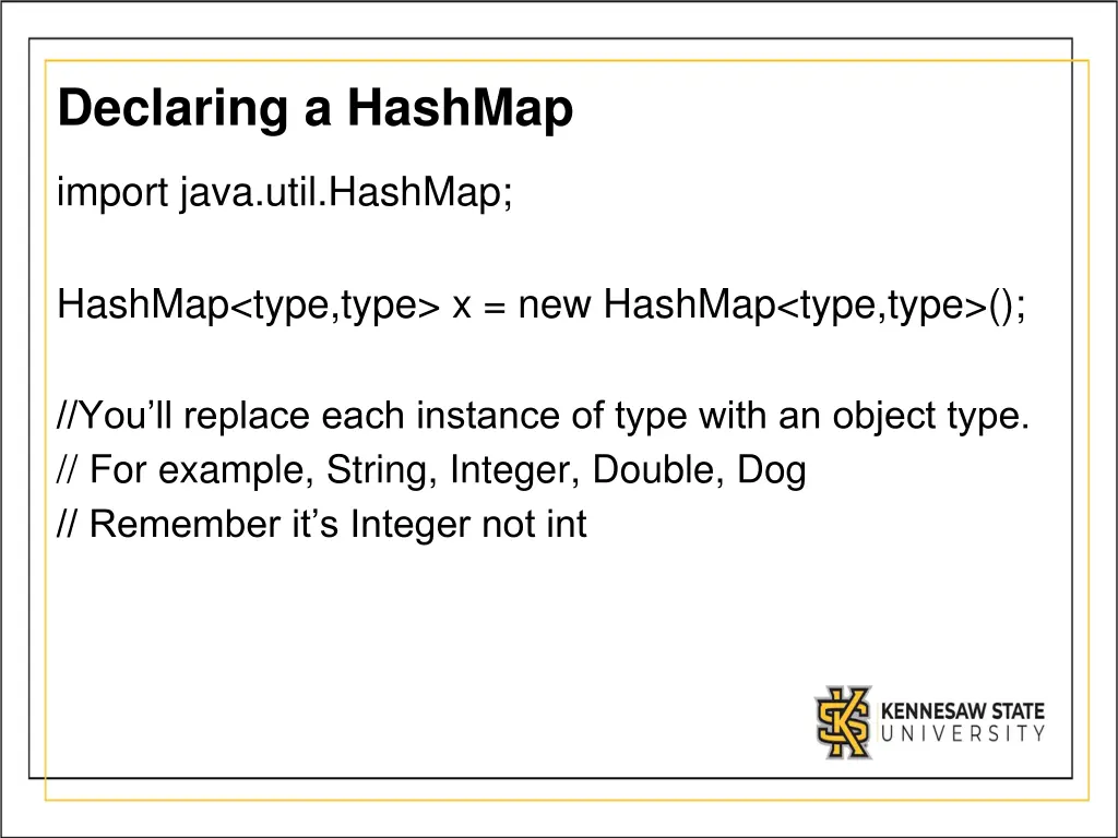 declaring a hashmap