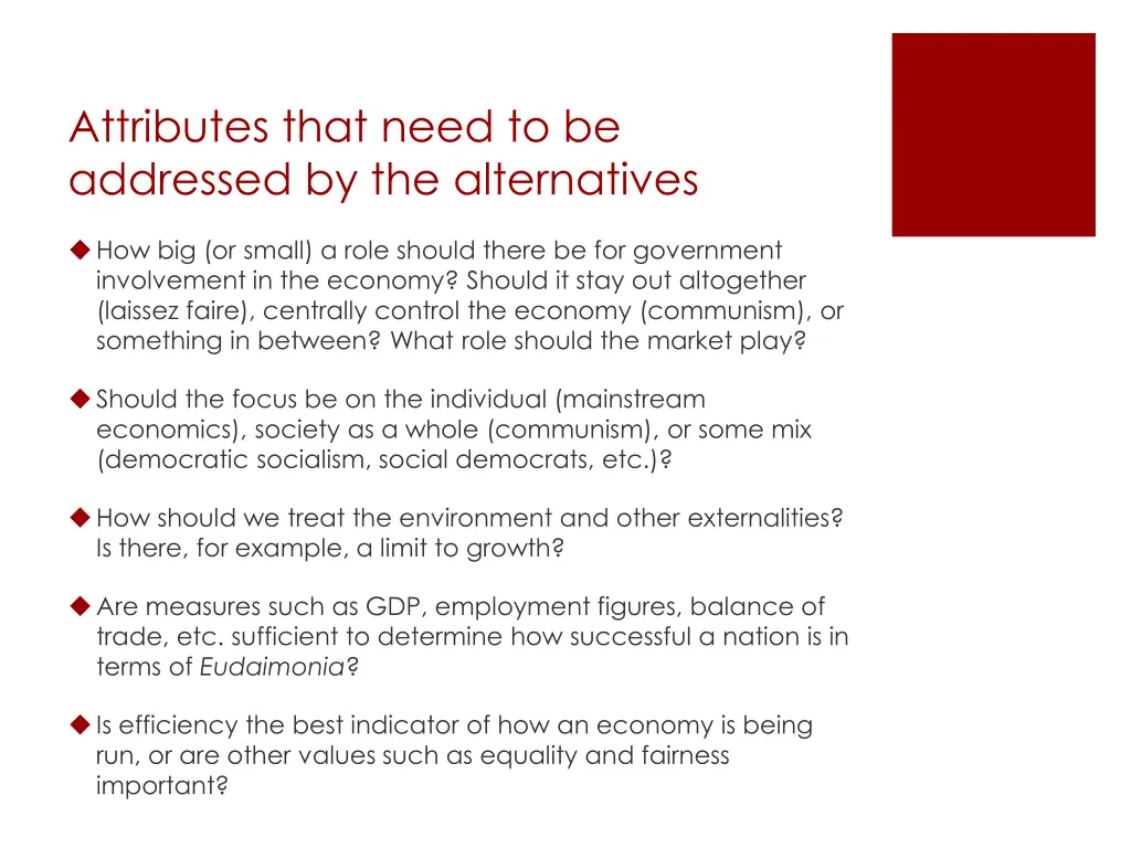 attributes that need to be addressed