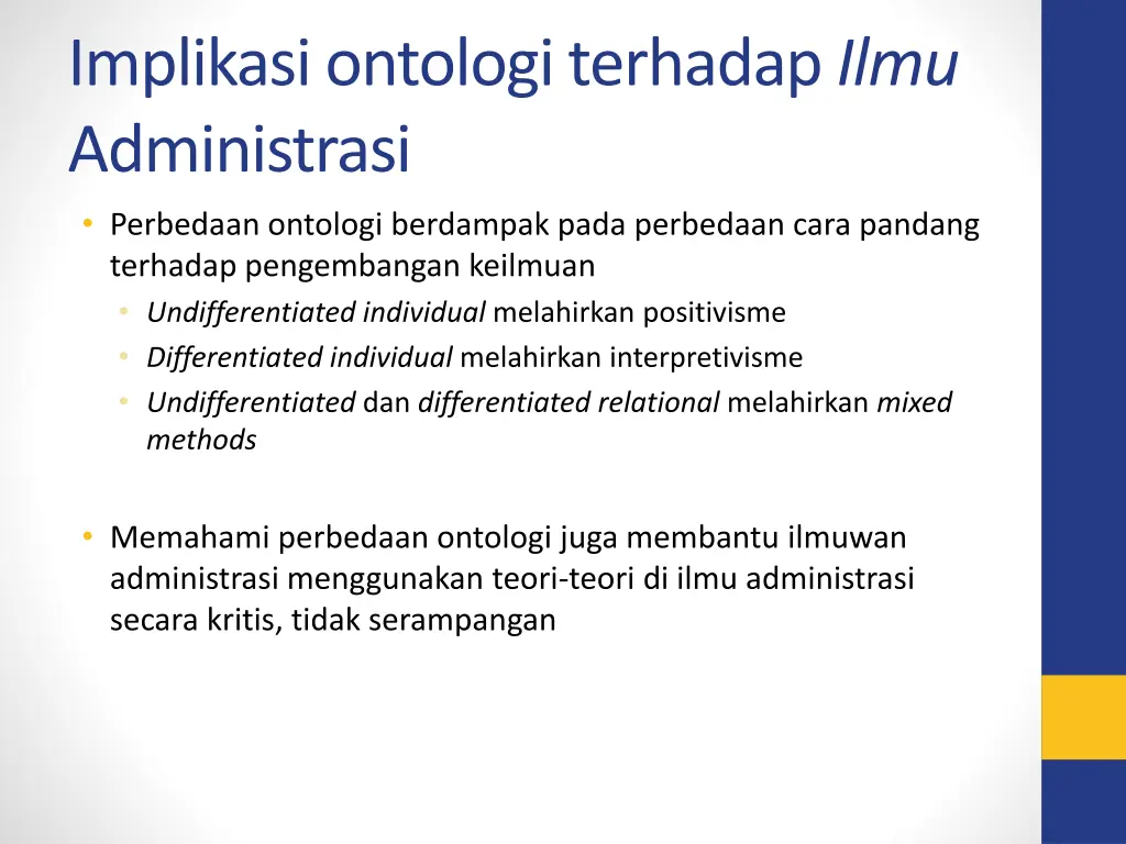 implikasi ontologi terhadap ilmu administrasi