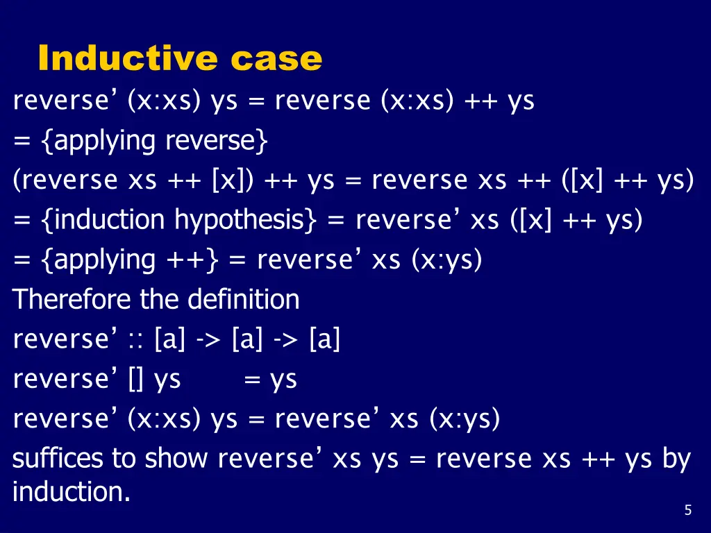 inductive case reverse x xs ys reverse