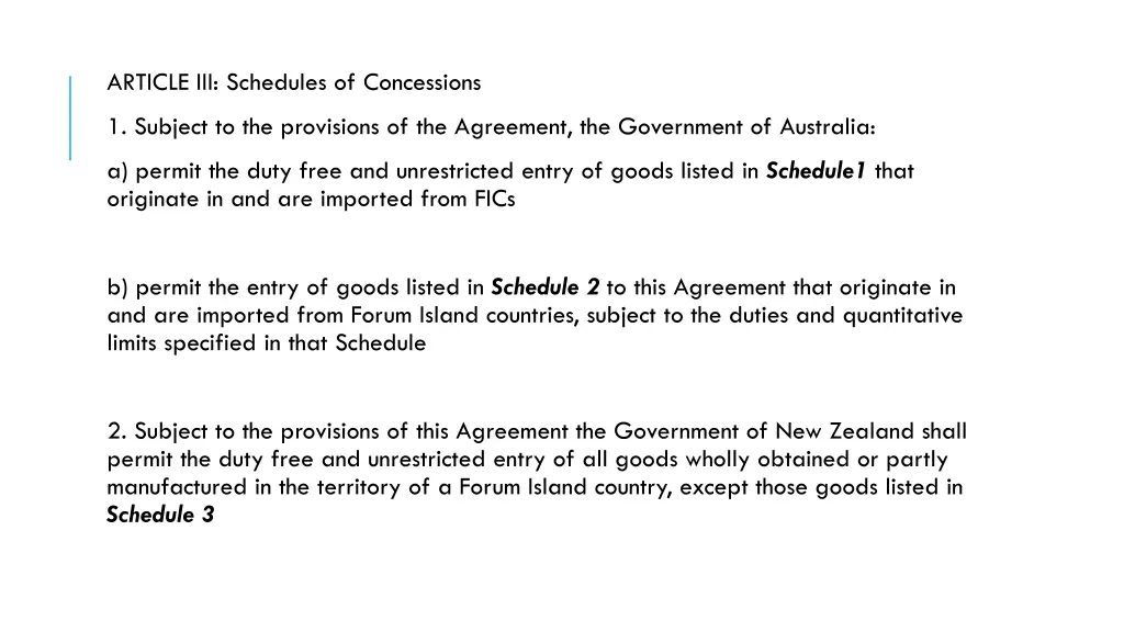 article iii schedules of concessions