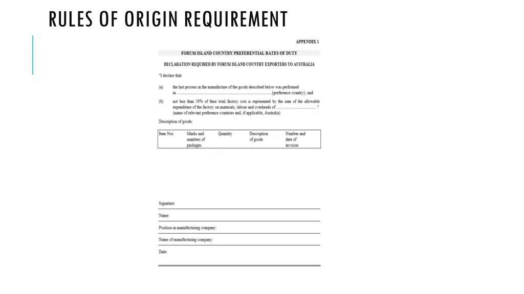 rules of origin requirement