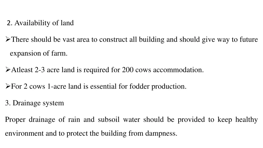 2 availability of land
