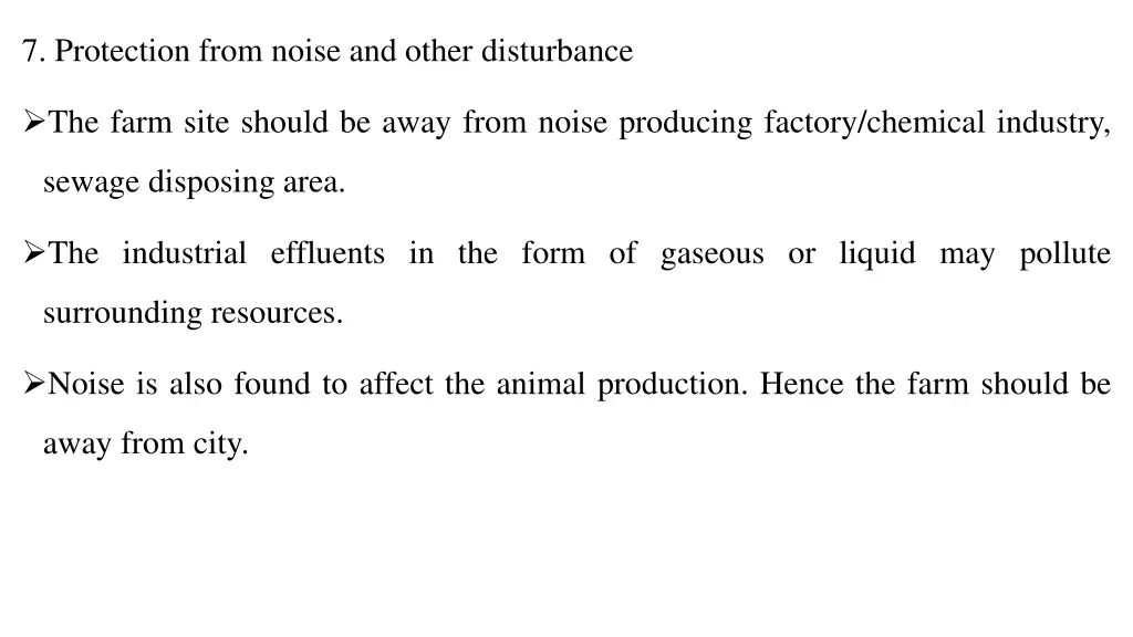 7 protection from noise and other disturbance