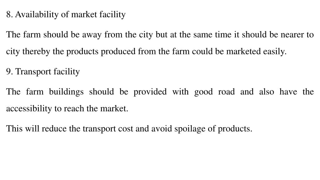 8 availability of market facility