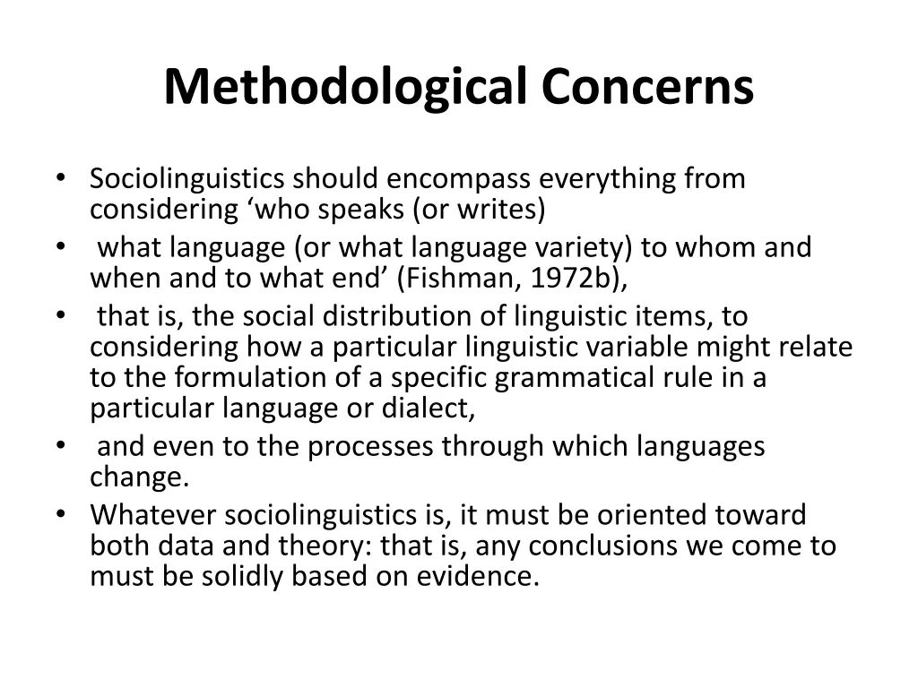 methodological concerns