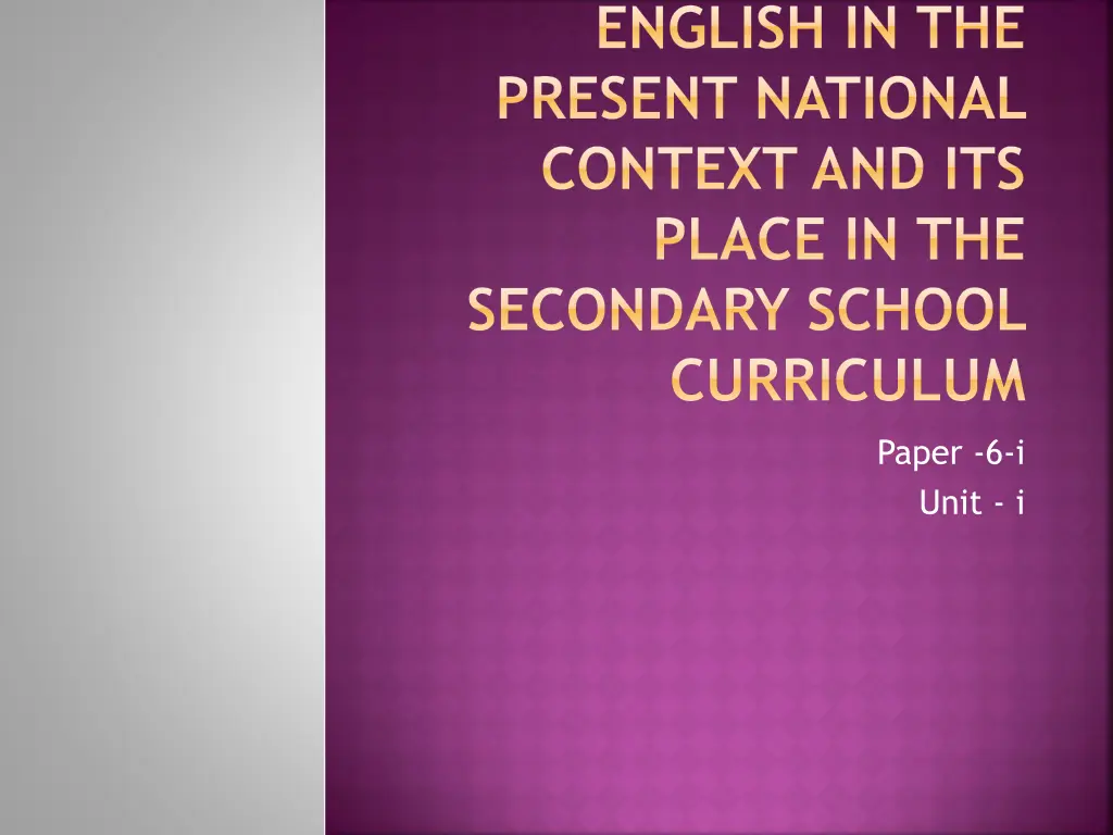 english in the present national context