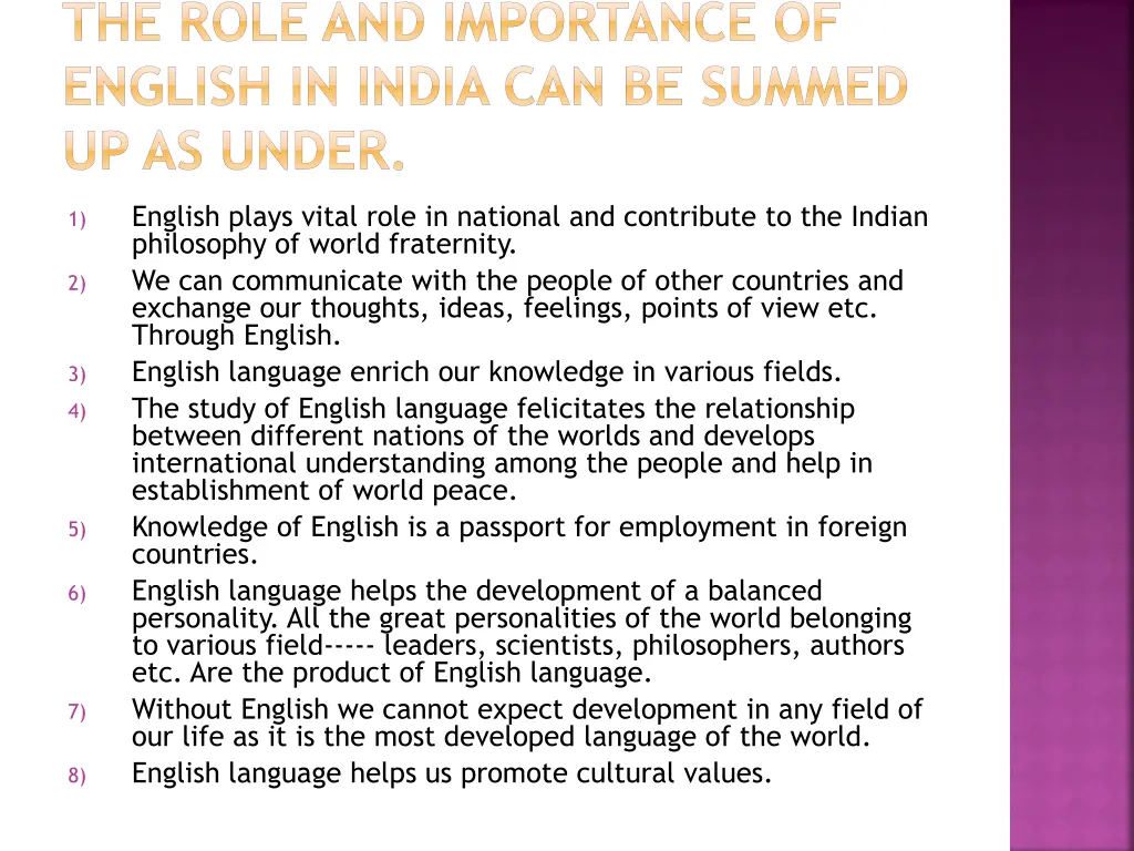 the role and importance of english in india