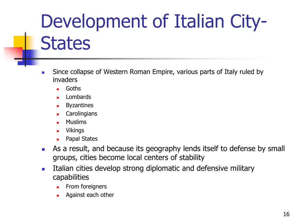 development of italian city states