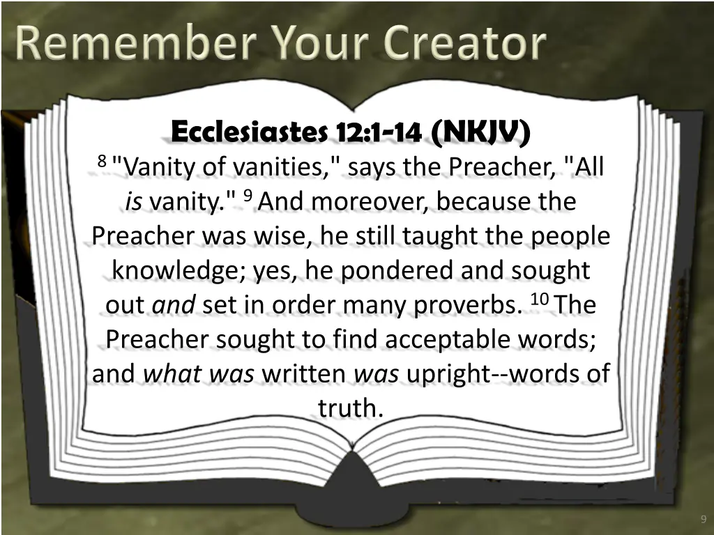 ecclesiastes 12 1 14 nkjv 8 vanity of vanities