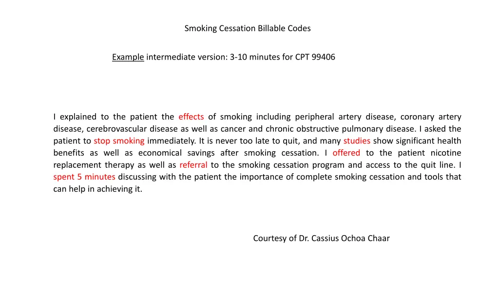 smoking cessation billable codes 1