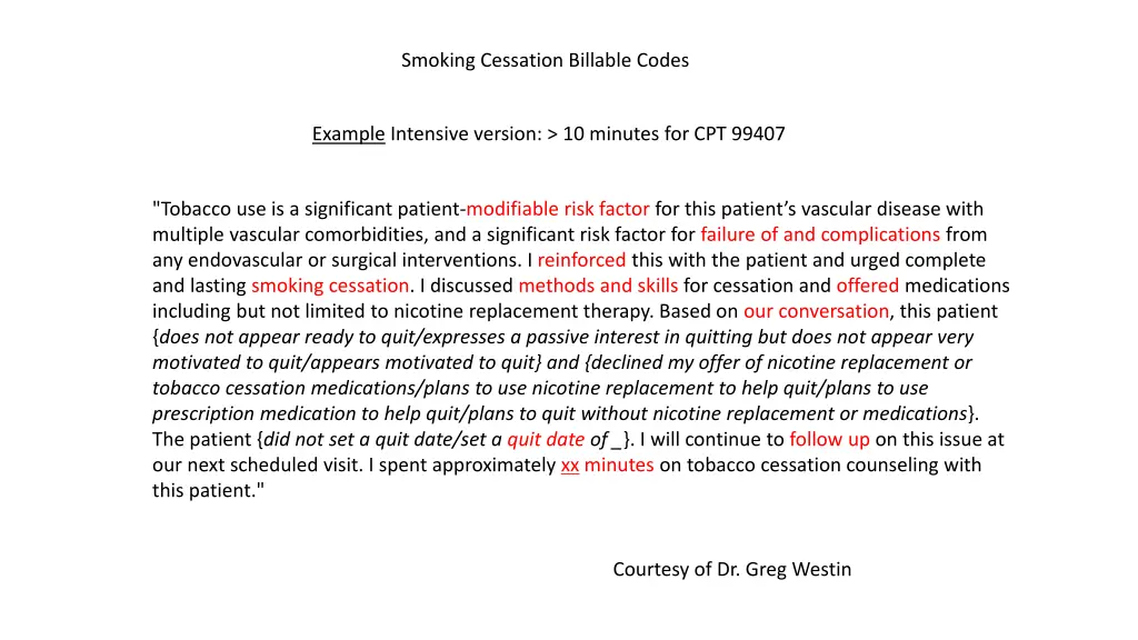 smoking cessation billable codes 2